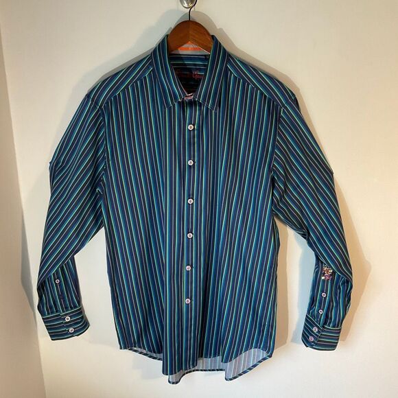 Robert Graham X Multicolor Abstract Contrasting Cuff, Large. Perfect - Picture 1 of 12